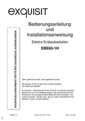 Exquisit EBE65-1H Bedienungsanleitung Und Installationsanweisung