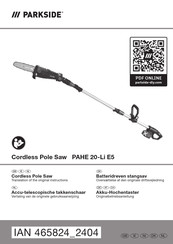 Parkside PAHE 20-Li E5 Originalbetriebsanleitung