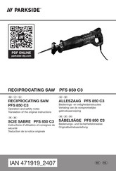 Parkside PFS 850 C3 Bedienungs- Und Sicherheitshinweise Originalbetriebsanleitung