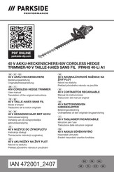 Parkside Performance PPAHS 40-Li A1 Bedienungsanleitung Und Originalbetriebsanleitung