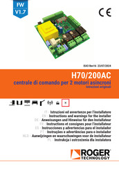Roger Technology H70/200AC Anweisungen Und Hinweise Für Den Installateur