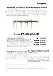 Lemeks Palmako PA120-5959-30 Montage-, Aufbau- Und Wartungsanleitung