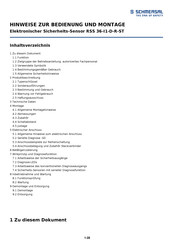 schmersal RSS 36-I1-SD-R-ST Bedienung Und Montage