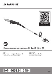 Parkside PAHE 20-Li E5 Originalbetriebsanleitung
