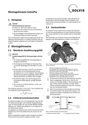 Solvis SolvisPia Montagehinweis