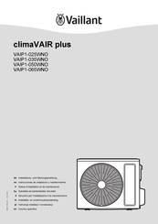 Vaillant climaVAIR plus VAIP1-065WNO Installations- Und Wartungsanleitung