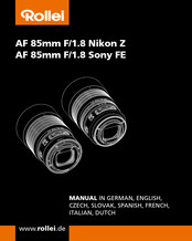 Rollei AF 85mm F/1.8 Sony FE Anleitung