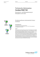 Endress+Hauser Cerabar PMC71B Technische Information