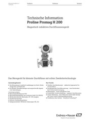 Endress+Hauser Proline Promag H 200 Technische Information