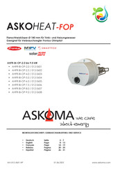 ASKOMA ASKOHEAT-FOP AHFR-BI-OP-9.0 Montagevorschrift, Gebrauchsanleitung Und Service