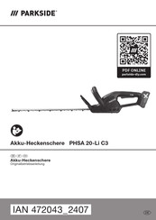 Parkside PHSA 20-Li C3 Originalbetriebsanleitung