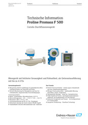 Endress+Hauser Proline Promass F 500 Technische Information