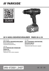 Parkside PABS 20-LI I9 Bedienungsanleitung Und Originalbetriebsanleitung