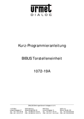 Urmet BIBUS Kurzprogrammieranleitung