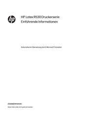 HP Latex R530 Serie Einführende Informationen