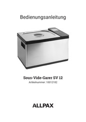 allpax SV 12 Bedienungsanleitung