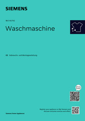 Siemens WU14UT42 Gebrauchs- Und Montageanleitung