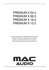 MAC Audio PREMIUM X 16.2 Bedienungsanleitung/Garantiekunde