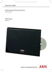 AEG DVD 4547 HDMI Bedienungsanleitung, Garantie