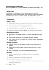 Philips 1 Gebrauchsanweisung Und Sicherheitshinweise