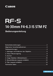 Canon RF-S 14-30mm F4-6.3 IS STM PZ Bedienungsanleitung