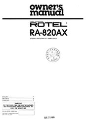 Rotel RA-820AX Bedienungsanleitung