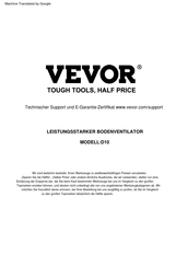 Vevor D10 Bedienungsanleitung
