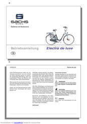 Sachs Bikes ELO-BIKE de luxe 2009 Betriebsanleitung
