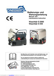 WEIDNER Waschbär S 2000 Bedienungsanleitung Und Wartungsanleitung