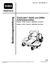 Toro TimeCutter Z5000 74391 Bedienungsanleitung