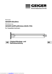 GEIGER SOLIDline-KS GU4550 Original-Montage- Und Betriebsanleitung