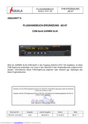 Garmin SL40 Flughandbuch Fhb-Ergänzung