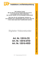 VC 12016-HDD Installationanleitung Und Betriebsanleitung