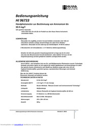 Hanna Instruments HI 96733 Bedienungsanleitung