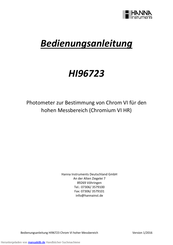 Hanna Instruments HI96723 Bedienungsanleitung