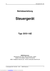BEIER-Electronic SV3-1-8Z Betriebsanleitung