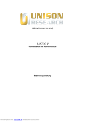 Unison Research UNICO P Bedienungsanleitung