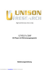 Unison Research UNICO CDP Bedienungsanleitung