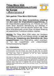 Focus TView Micro XGA Kurzanleitung