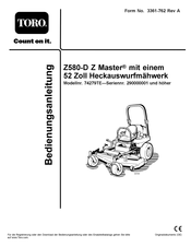 Toro Z580-D Z Master 74279TE Bedienungsanleitung
