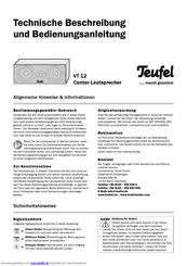 Teufel VT 12 Technische Beschreibung Und Bedienungsanleitung