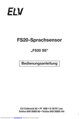 elv FS20 SS Bedienungsanleitung