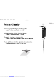 Mettler Toledo Rainin Classic PR-10-ml Handbuch