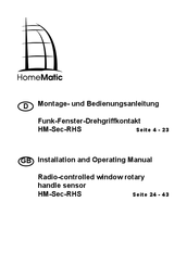 HomeMatic HM-Sec-RHS Montageanleitung Und Bedienungsanleitung