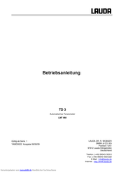 Lauda LMT 850 Betriebsanleitung