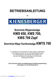 Kienesberger KWS 700 Zapf Betriebsanleitung
