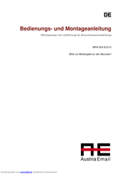 Austria Email WPA 303 ECO-2 Bedienungs- Und Montageanleitung
