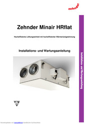 zehnder Minair HRflat Installations- Und Wartungsanleitung