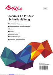 XYZ Printing da Vinci 1.0 Pro Schnellanleitung