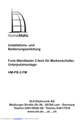 HomeMatic HM-PB-2-FM Bedienungs Und Installationsanleitung Handbuch